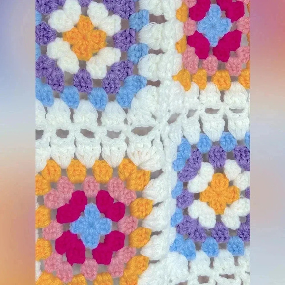 Aqua from Bloomingdale’s Granny Square Crochet Scarf - Picture 4 of 7